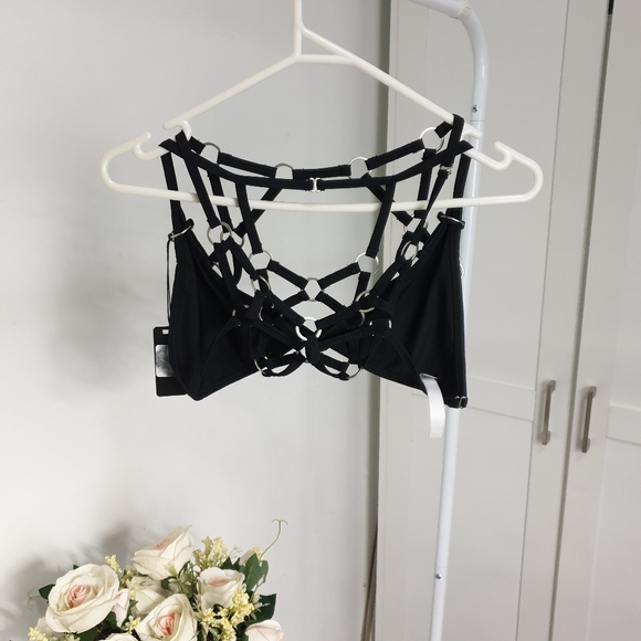 ⬇️$30⬇️NWT AUSXL Mapale Black O Ring Strappy Bralette - Picture 6 of 16